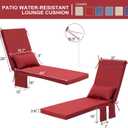 Outdoor Chaise Lounge Cushion Set of 2 with Head Pillow and Side Pockets, Water Repellent & Weather Resistant Patio Recliner Lounge Chair Cushions for Lawn, Pool & Beach (Chili, 72" x 21")