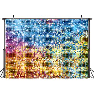 7 x 5 ft Colorful Backdrop Birthday Background for Women Princess Neon Sequin Square Shimmer Decoration for Anniversary Party (Non-Glowing Brilliant Design) (Pink, 7 * 5 ft)