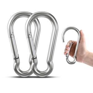Large Carabiner Clip Hooks, 2pcs 7 inch Carabiners Heavy Duty, 304 Stainless Steel Spring Snap Hook Fits Camping Hanging Hiking Weight Lifting, Metal Clips for Rope or Chain