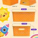 WYT 6-Pack Plastic Small Shelf Storage Weave Baskets Organizing for Cabinets and Pantries, Orange