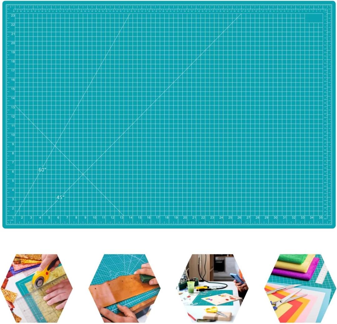 24"x36" Self Healing Cutting Mat, Sewing Mat for Crafts, Double Sided 5-Ply Table Cutting Board for Fabric Quilting Leather Modeling Hobby Project, Turquoise