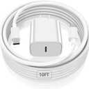 iPad Pro Charger,20W USB C Fast Charger with 10FT Long Fast Charging Cord for iPad Pro 12.9 5th/4th/3rd,11 inch 3rd/2nd,13 inch M4,iPAD Air 5th/4th Generation/13/11 M3 M2,iPad 10th/11th(A16),Mini A17 (White)