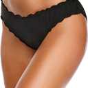 Tempt Me Women Twist Bikini Bottom Moderate High Cut Bathing Suit Bottoms Ruched Swimsuit Bottom (Black, S)