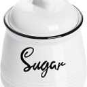 HAOTOP Farmhouse Porcelain Sugar Bowl with Lid and Spoon 12oz,Easy to Clean (White)