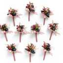 Ling's Moment Boutonniere for Men, 10pcs Groomsmen Guest Boutonniere, Artificial Flowers for Wedding Dcor/Prom/Homecoming,etc.Pink Mauve Berry (Pk-pink Mauve & Berry)
