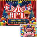 7x5ft Carnival Circus Backdrop Circus Tent Party Backdrop Carousel Ticket Booth Background Child Kid Boy Baby 1st Birthday Carnival Banner Photo Props Supplies