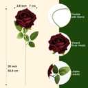 24PCS 20‘’ Burgundy Artificial Roses Flowers with Long Stems Real Looking Silk Foam Fake Roses for DIY Proposal Wedding Realistic Bouquets Bridal Shower Party Centerpiece Table Vase Decorations