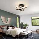 10 Inch Modern Ceiling Light, 24W LED Dimmable Ceiling Light with Remote Control, 3000-6000K Color Temperature Adjustable, Black Small Chandelier for Bedroom, Entryway, Hallway, Kitchen