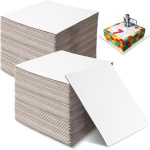 Lallisa 100 Pcs White Square Cake Board Bulk,8 Inch 1/8 Inch Thick Square Coated Cakeboard,Disposable Cake Base Sturdy Grease Proof for Pizza Desserts Food Decorating Plate Baking Party Supplies