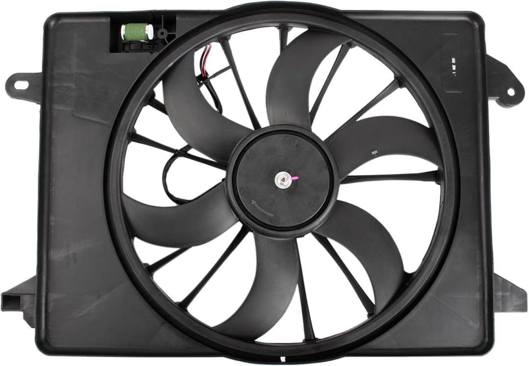 TRQ Radiator Cooling Fan Assembly Compatible with 2009-2010 Chrysler 300 2009-2022 Dodge Challenger 2009-2014 Charger CH3115169