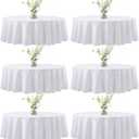 joybest 6 Pack Round Tablecloths - 60 Inches in Diameter White Table Cloth Fit 20 to 42 Inches Tables, Washable Polyester Fabric Table Cover for Dining, Buffet Party, Wedding