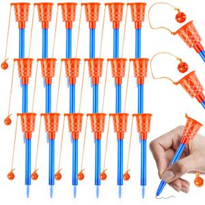 WXJ13 18 Pieces Basketball Hoop Pens Bulk, Sport Funny Pen Basketball Novelty Pens Sports Themed Pen for Birthday Party Supplies School Party Favors, 0.7 mm
