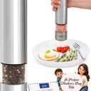 Epar Salt or Pepper Grinder Mill Electric Battery Operated Stainless Steel Mill with LED Light, Adjustable Ceramic Core, and One-Hand Push Button for Effortless Seasoning and Cooking