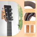MOREYES Guitar Wall Mount 2 Pack, Guitar Hanger with Rotatable Soft Guitar Holders for All Size Guitars, U-Shaped Guitar Wall Hangers for Acoustic Guitar, Bass, Easy to Install, Oak, Brown