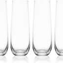 Mikasa Lana Stemless Champagne Flutes Glasses, Set of 4, 9.5 Ounce, Clear