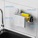 Cisily Kitchen Sink Caddy Sponge Holder in The Sink, Stainless Steel Kitchen Sink Organizer, Brush Holder, Dish Cloth Hanger, Sink Stopper Holder with 2 Installation Ways (Suction & Adhesives, Silver