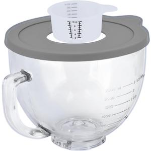 Kltchonald Tilt-Head Stand Mixer Glass Bowl, 5 QT,Compatible with Kitchenaid Artisan&Classic Series,Glass Bowl with Lid,Mixer Bowl Cover to Prevent Spilling of Ingredients,Contemporary with Grey Lid