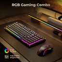 Redragon S156 Wireless Keyboard and Mouse with Tri-Mode, Mechanical Feel Keyboard and 4800 DPI 61G Ultra-Light Gaming Mouse, RGB Backlit, 4 Macro Keys, Long Battery Life for PC, Mac, Ideal for Gamer