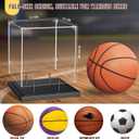KKU Basketball Display Case, Acrylic Clear Full Size Basketball Case with Solid Wood Base,UV Protected Soccer Basketball Display Stand for Autographed Standard Memorabilia Keepsake, Black
