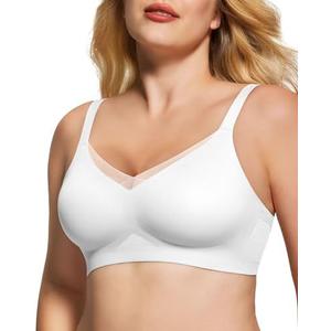 As Fairy Womens Bra No Underwire Seamless Wireless Bra with Soft Support V Neck Mesh Bras Lace Bralette Everyday Bra, Size L