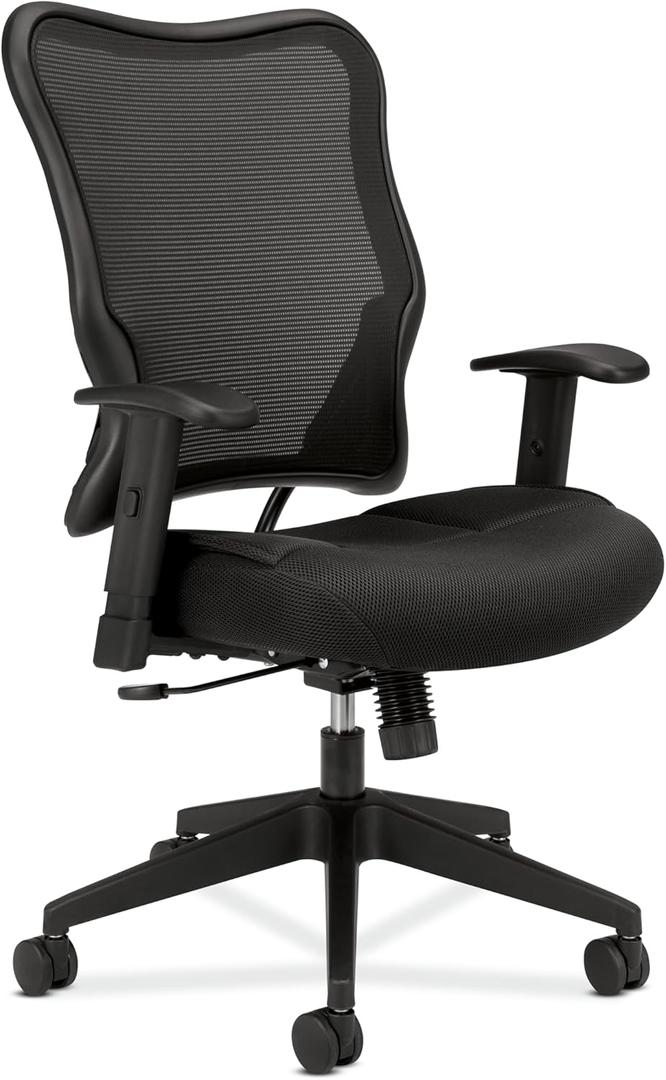 HON Wave High Back Ergonomic Office Chair with Adjustable Arms, Ergonomic Desk Chair, Breathable Mesh for Computer, 360 Swivel, Synchro-Tilt, Black