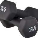 Amazon Basics Neoprene Dumbbell Hand Weights, 12 Pounds, Pair, Black