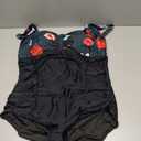 Daci Women Plus Size One Piece Swimsuits - Tummy Control Retro Ruched Bathing Suits Vintage Swimwear (Floral and Black)