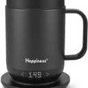 Happiness Smart Heated Coffee Mug,16oz Rechargeable Electric Self Heating Temperature Control Coffee Cup (Black)