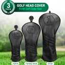 Golf Club Head Covers for Woods and Drivers, Premium Golf Headcovers Set Fit Most Clubs Simple Striped 3PCS