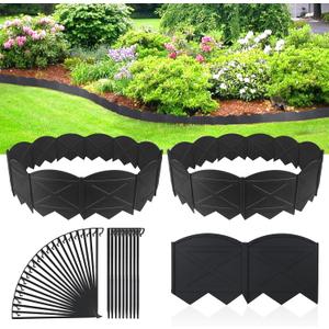 Vashly 6 inch Tall 40Ft Landscape Edging Black Garden Edging with 40Pcs Garden Stakes 7.8 Inch, 40Pcs Edging for Landscaping Plastic Garden Edging Border Flower Bed Edging Borders Lawn Edging