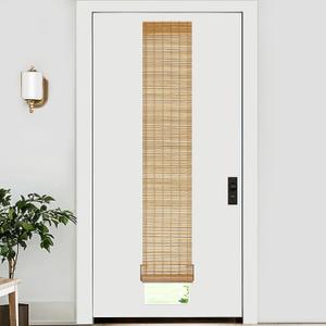 LazBlinds No Tools No Drill Bamboo Roller Shades, Cordless Bamboo Blinds, Light Filtering Roll Up Blinds for Windows, French Door, Porch or Patio, 12'' W x 70'' H, Squirrel