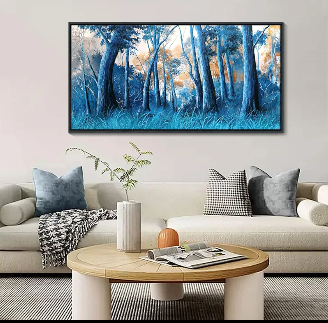 CHATYOUNG Framed Wall Art Decor - Large Size 24x48 IN Blue Dream Forest Pictures Canvas Wall Paintings Natural Landscape Artwork for Living Room Bedrom Hallway Office Room Home Decor