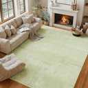 jxgzyy Washable Area Rug 6x9, Non Slip Large Living Room Rug, 0.2'' Low Pile Soft Carpet for Bedroom, Stain Resistant Rug for Dining Table, Sage Green Forest Style, 8'10" x 5'11"