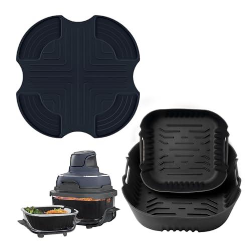 Silicone Heat Resistant Mat for Ninja Crispi,2Pc Silicone Air Fryer Liners for Ninja Crispi 4-QT&6-Cup Container Compatible with FN101GY/FN101SG/FN101ST,Reusable Air Fryer Accessories for Ninja Crispi