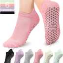 Muezna 6 Pairs Pilates Grip Socks for Women, Non Slip Yoga Socks with Grips, Grippy Socks for Barre, and Hospital