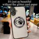 Compatible for iPhone 16 Case Glitter Clear Paw Love Heart Compatible with MagSafe, Camera Lens Protection Soft Slim Thin Magnetic Bling Phone Case - Black