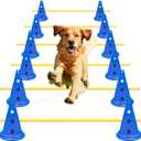 Dog Agility Hurdle Cone Set Dog Agility Course Backyard Set Include 12 Agility Cones 6 Agility Rods Agility Training Equipment Height Adjustable Obstacle with Storage Bag Blue