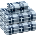 RUVANTI Flannel Sheets King Size - 100% Cotton Double Brushed King Size Sheets Set - Deep Pockets 16 Inches Bed Sheets - All Seasons Breathable & Extra Soft - Warm & Cozy, 4 Piece, Illusion Check