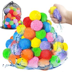 Jnnzzggu 100PCS Reusable Water Balls,Outdoor Water Balloons for Kids,Water Games Toys Sponge Soaker Ball for Boys,Girls,Summer Backyard,Pool Party,Fun Lawn,Beach(7 Colors)