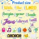 4 x BeYumi Subject Christian Bulletin Board - 88Pcs Back to School Subject Christian Bulletin Board Decor With the Lord Begin Your Task Jesus Cross Cutouts Border Trim Faith Religious Classroom Chalkboard