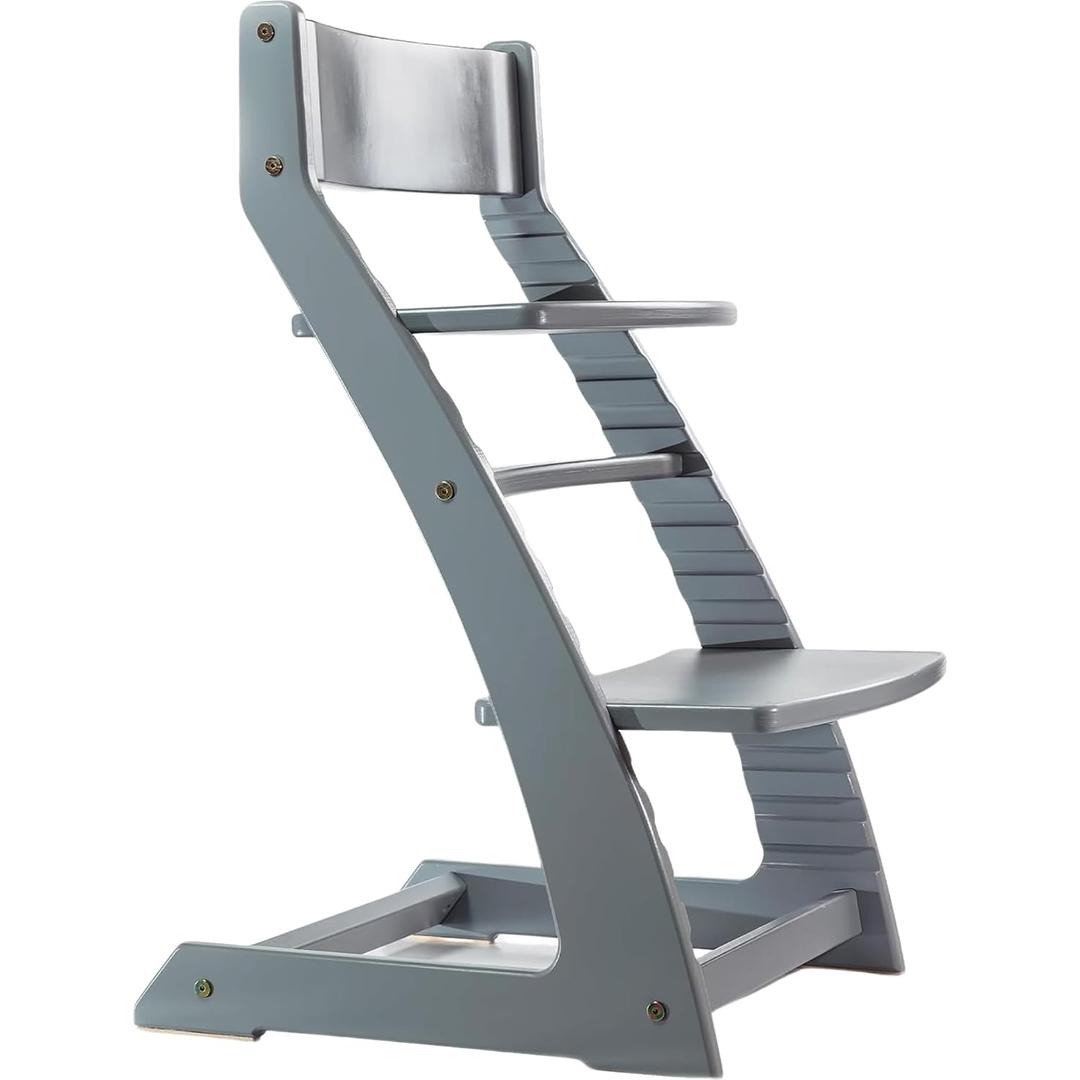 FORNEL Wooden High Chair for Toddlers and Kids, Adjustable Grow with Me Chair for Dining Table, Birch Wood Convertible Youth Seat, Holds up to 200 lb, Grey