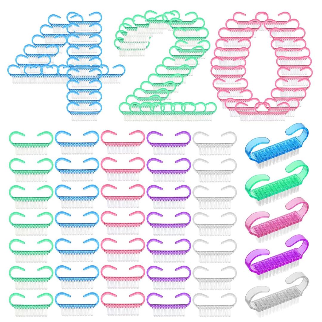 420 Pcs Handle Grip Nail Brush Bulk, 5 Colors Nail Scrub Brush for Toes and Nails Cleaner, Nails Brushes for Cleaning Fingernails, Pedicure Scrubbing Tool for Men and Women Cleaning