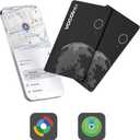 VOCOlinc Air Tag Smart Card for Android & iOS, New Dual System Rechargeable Wallet Tracker Work with Google Find Hub or Apple Find My APP, Item Finder Locator for Luggage, Suitcase. Slim 1.6mm, 2 Pack