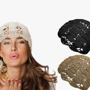 Newcotte 3 Pcs Crochet Slouchy Beanie Hat Women Handmade Knit Floral Summer Skull Cap Stretchy Lightweight Cotton Cutout