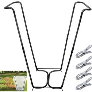 DOUBFIVSY Garden Trash Bag Holder, Heavy Duty Metal Outdoor Leaf Bag Holder Stand Holds 30-45 Gallon Garbage Bags, Multi-Use Bag Holder Frame for Leaves Camping Yard Weeding Lawn Party (1)