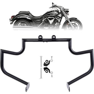 Kinglemc Crash Bar Engine Guard Highway Freeway Bar for Yamaha V-Star Vstar XVS 950 XVS950 Tourer 2009-2017 (Black-Mustache Style)