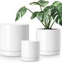 vancasso Ceramic Planters, Plant Pots for Indoor Plants, 6.25+8.25+10.25 Inch Ceramic Pots for Plants, Flower Pots with Drainage Holes, Planters Pot for Indoor House Plant, Set of 3, White