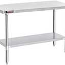 DuraSteel 30x60 Stainless Steel Prep Table - NSF Commercial Metal Work Bench with Under Shelf - Industrial Extra Long Kitchen Island - For Laundry Room, Kitchen, Garage, Restaurant