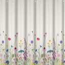 Yeele 72x72 Inch Floral Shower Curtain Watercolor Gorgeous Wildflower Bathroom Set Pretty Retro Natural Botanical Bath Sets Waterproof Bathroom Curtain with Hooks (Yjy00114)