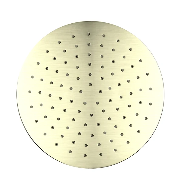 Round Brass Steel Shower Head Brushed Gold